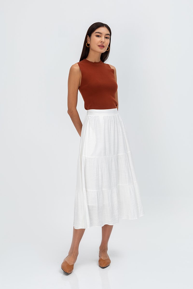 SANDY TIERED MIDI SKIRT