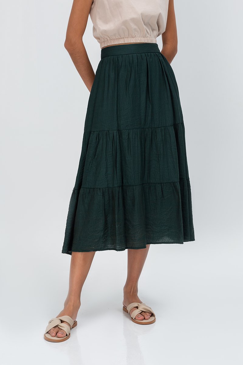 SANDY TIERED MIDI SKIRT