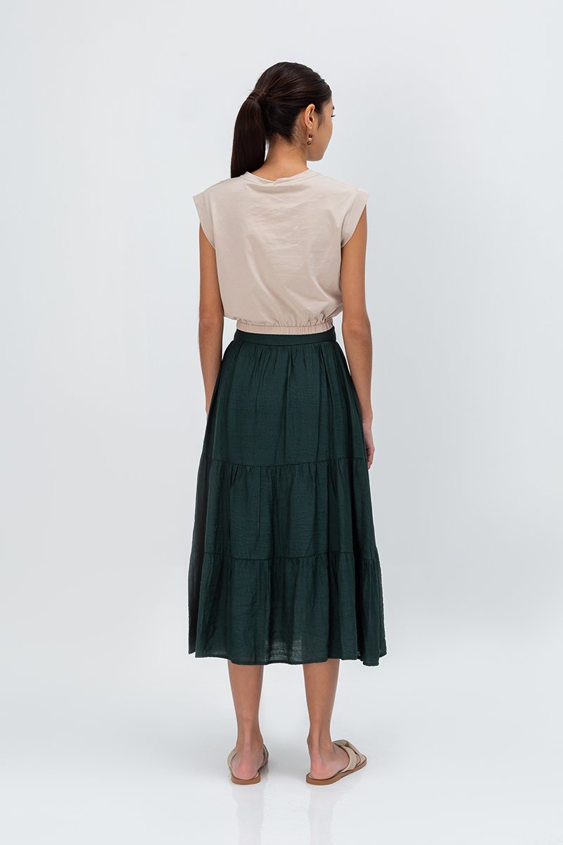 SANDY TIERED MIDI SKIRT
