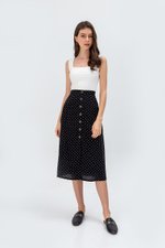 EVERLY POLKADOT BUTTONDOWN SKIRT