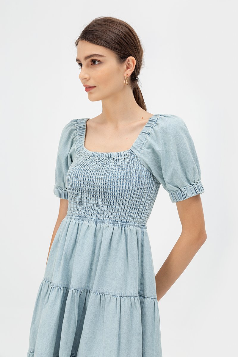 SUZANNE DENIM BABYDOLL DRESS