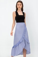 LUCY PLEATED RUFFLE STRIPE SKIRT