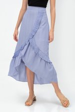 LUCY PLEATED RUFFLE STRIPE SKIRT