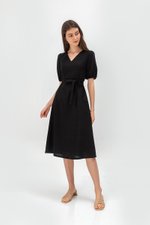 JERIELLE LINEN MIDI DRESS W SASH