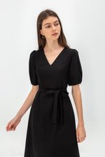 JERIELLE LINEN MIDI DRESS W SASH