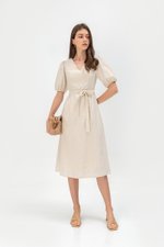 JERIELLE LINEN MIDI DRESS W SASH