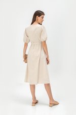 JERIELLE LINEN MIDI DRESS W SASH