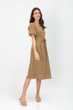 JERIELLE LINEN MIDI DRESS W SASH
