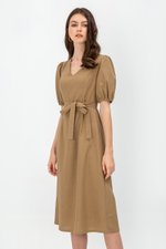 JERIELLE LINEN MIDI DRESS W SASH