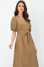 JERIELLE LINEN MIDI DRESS W SASH