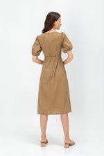 JERIELLE LINEN MIDI DRESS W SASH