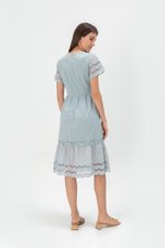 EMMETT SCALLOP TRIM EYELET MIDI DRESS