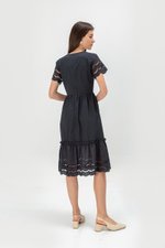 EMMETT SCALLOP TRIM EYELET MIDI DRESS