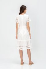 EMMETT SCALLOP TRIM EYELET MIDI DRESS