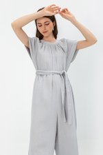 DECLAN LAYERED SLEEVE JUMPSUIT W SASH
