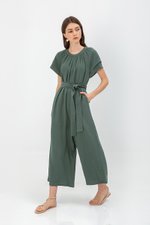 DECLAN LAYERED SLEEVE JUMPSUIT W SASH