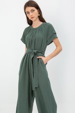 DECLAN LAYERED SLEEVE JUMPSUIT W SASH