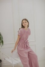 DECLAN LAYERED SLEEVE JUMPSUIT W SASH