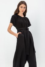 DECLAN LAYERED SLEEVE JUMPSUIT W SASH