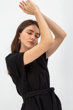 DECLAN LAYERED SLEEVE JUMPSUIT W SASH