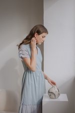 EMMETT SCALLOP TRIM EYELET MIDI DRESS