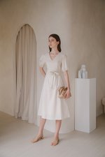 JERIELLE LINEN MIDI DRESS W SASH