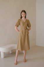 JERIELLE LINEN MIDI DRESS W SASH
