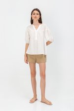 MILA EYELET PUFF SLEEVE TOP