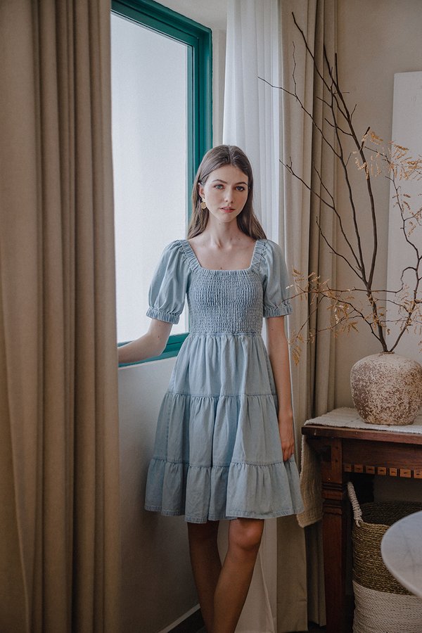 SUZANNE DENIM BABYDOLL DRESS