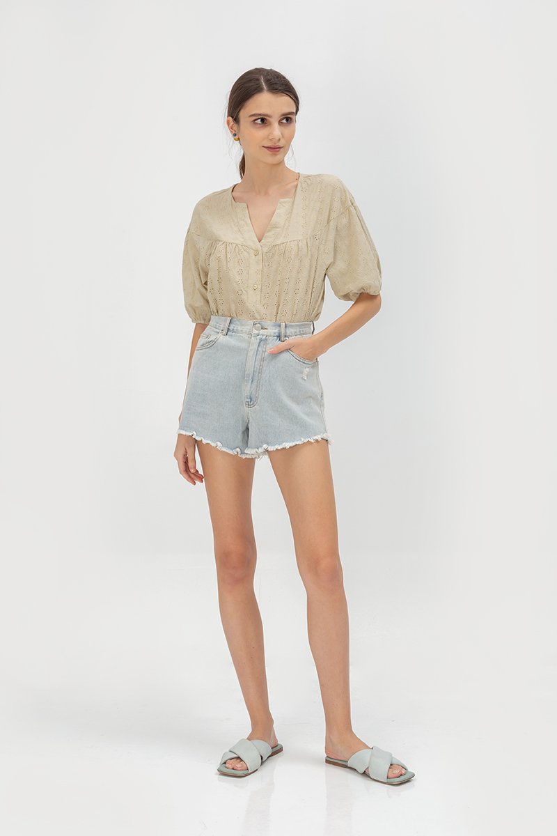 MILA EYELET PUFF SLEEVE TOP