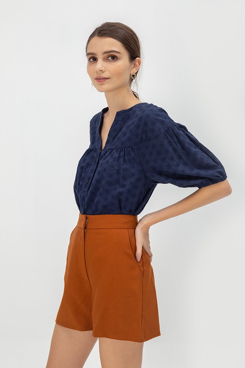 MILA EYELET PUFF SLEEVE TOP