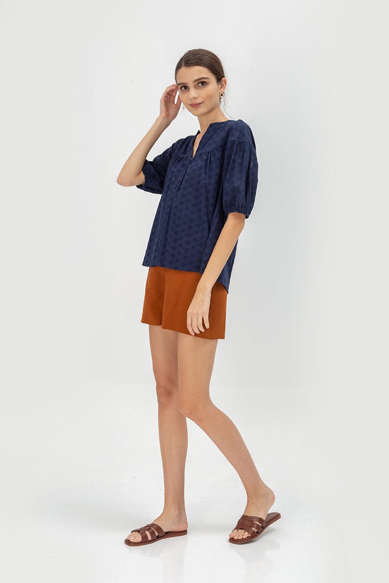 MILA EYELET PUFF SLEEVE TOP