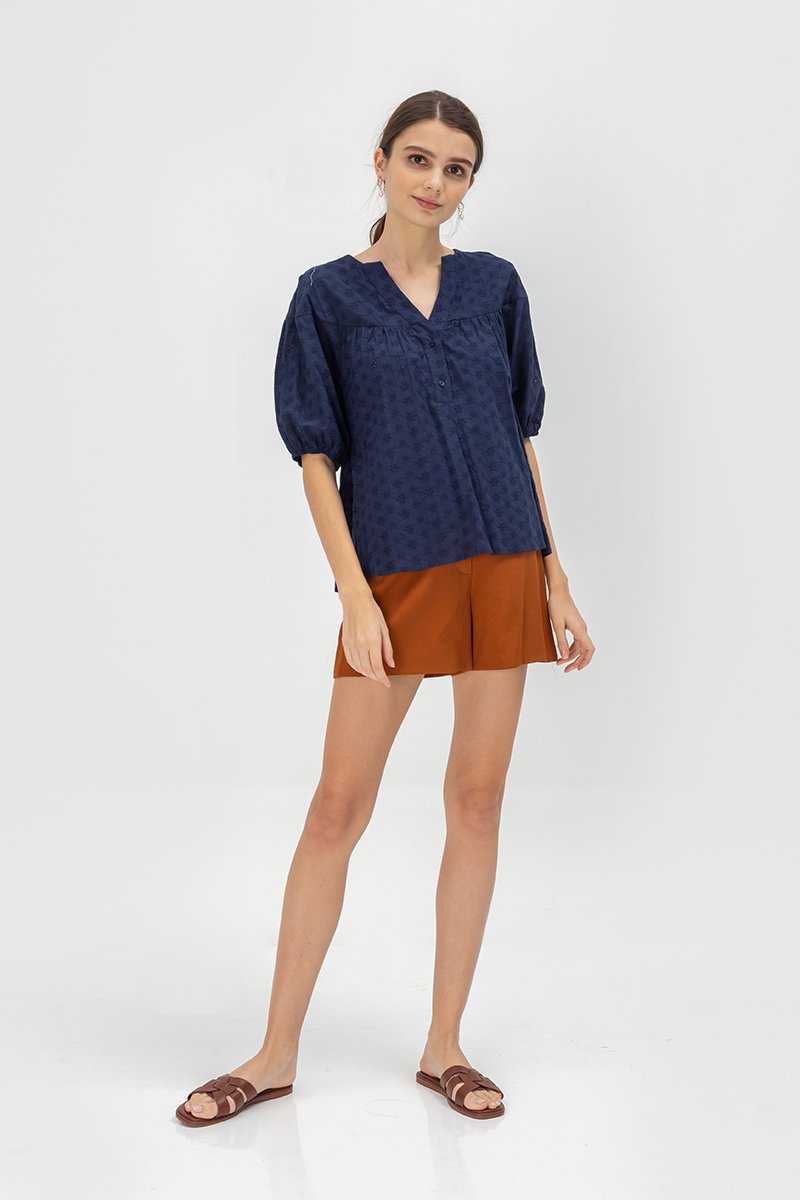 MILA EYELET PUFF SLEEVE TOP