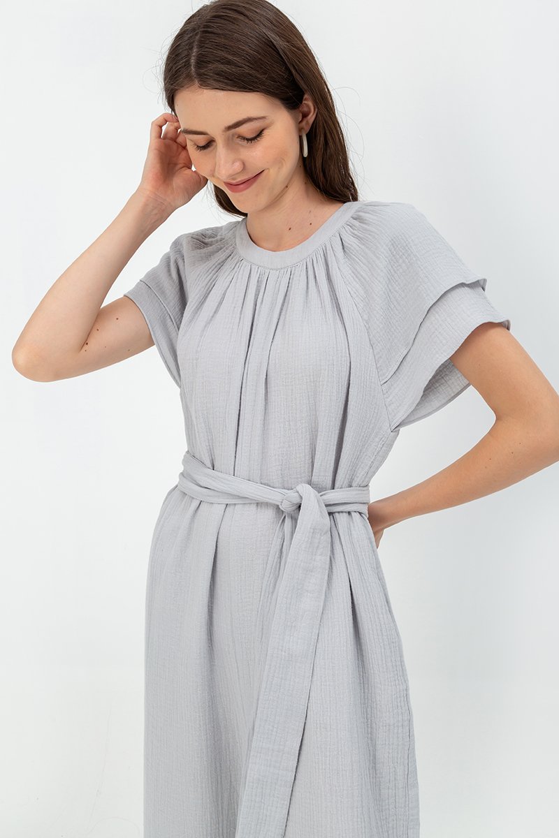 DECLAN LAYERED SLEEVE JUMPSUIT W SASH