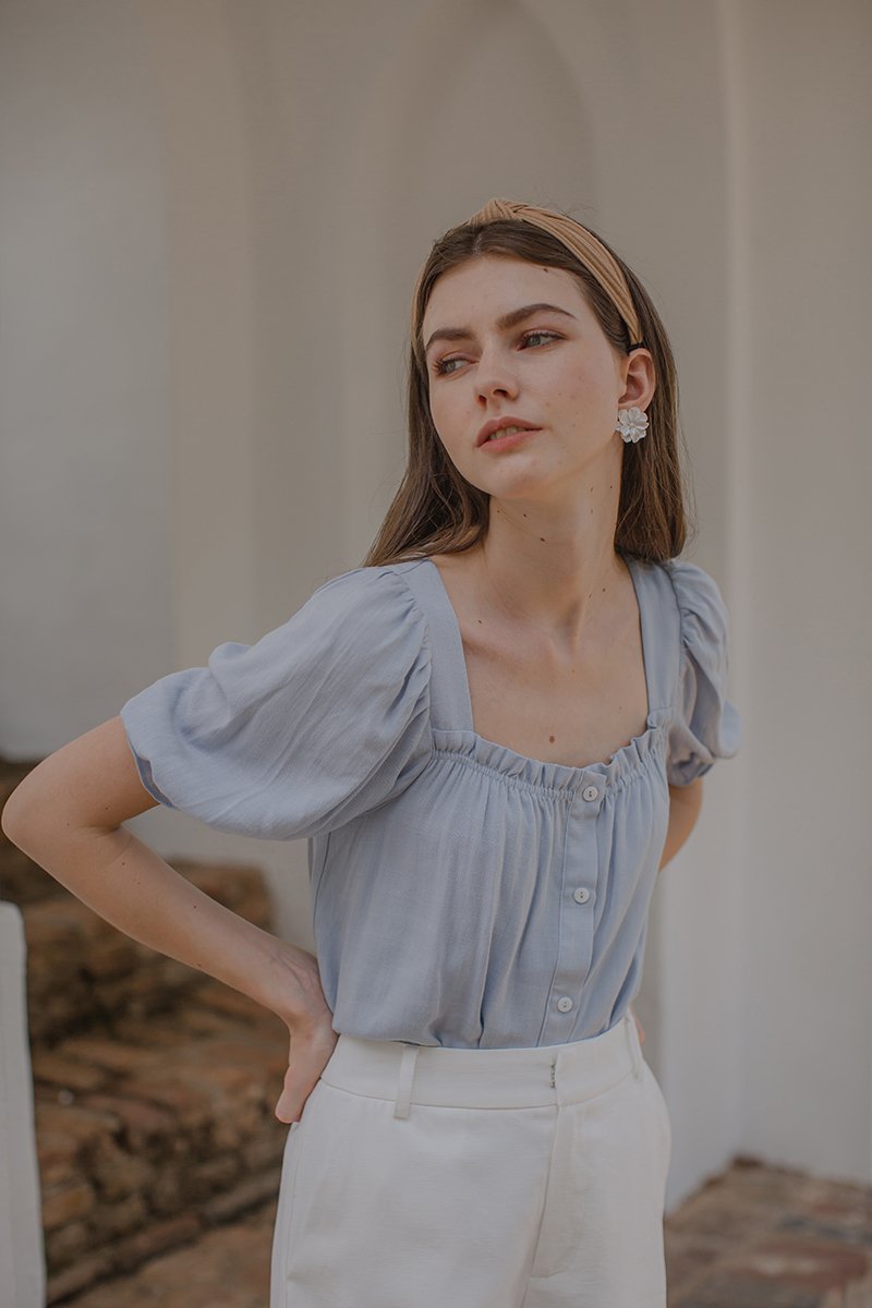 KORA SQUARENECK PUFF SLEEVE TOP