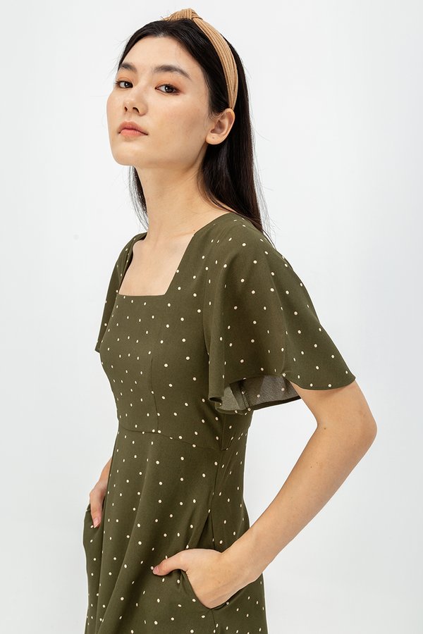 CARRIS POLKADOT FIT & FLARE DRESS
