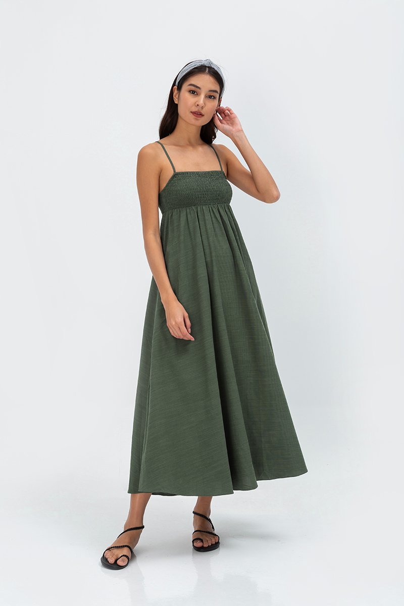 CECILIA SMOCKED MAXI DRESS