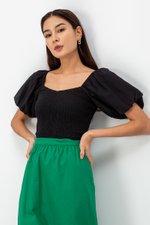 AMALIE PUFFED SLEEVES SMOCKED CROP TOP