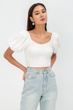 AMALIE PUFFED SLEEVES SMOCKED CROP TOP