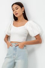 AMALIE PUFFED SLEEVES SMOCKED CROP TOP