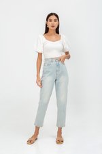 AMALIE PUFFED SLEEVES SMOCKED CROP TOP