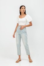 AMALIE PUFFED SLEEVES SMOCKED CROP TOP