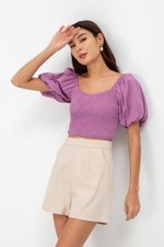 AMALIE PUFFED SLEEVES SMOCKED CROP TOP