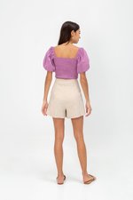 AMALIE PUFFED SLEEVES SMOCKED CROP TOP