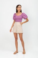 AMALIE PUFFED SLEEVES SMOCKED CROP TOP