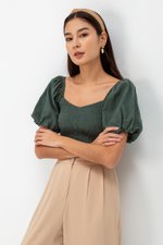 AMALIE PUFFED SLEEVES SMOCKED CROP TOP