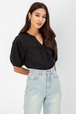 MILA EYELET PUFF SLEEVE TOP