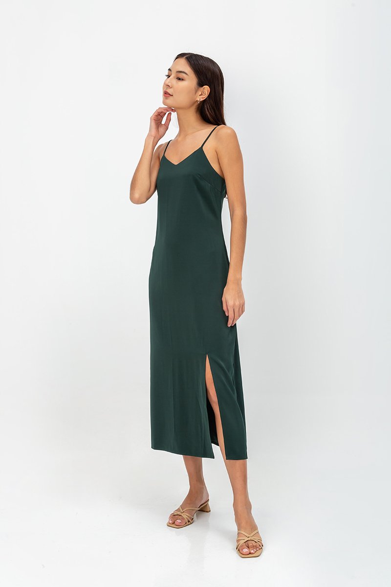 AERA SATIN SLIP MIDI DRESS
