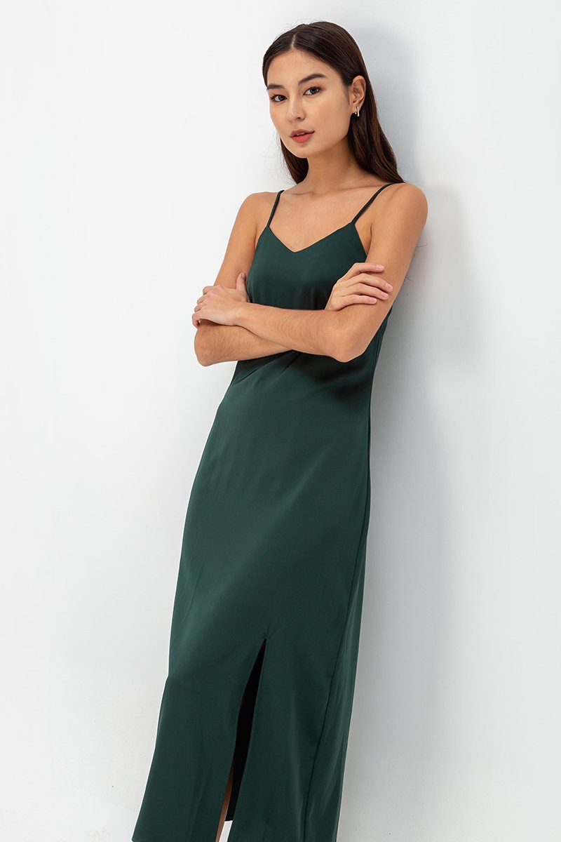 AERA SATIN SLIP MIDI DRESS