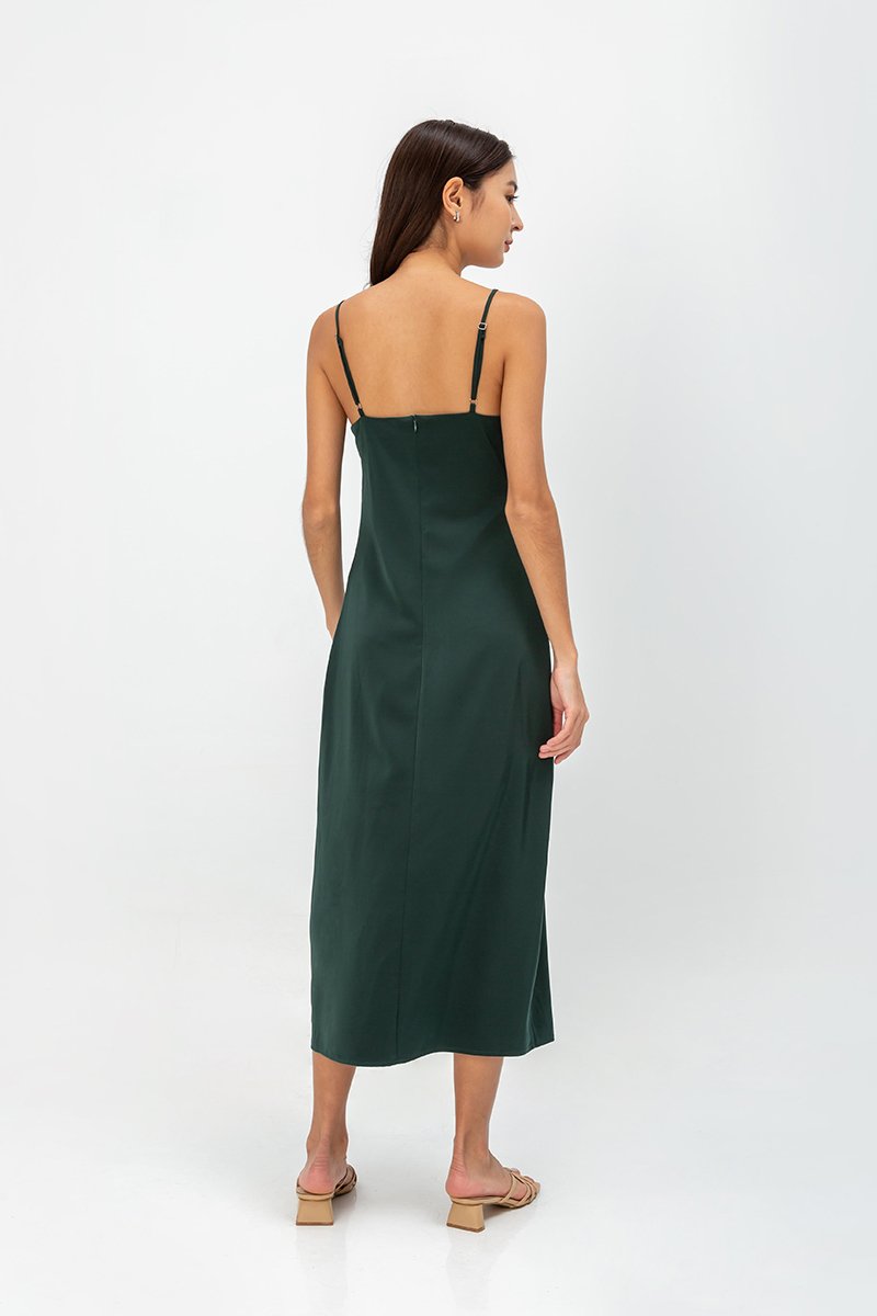 AERA SATIN SLIP MIDI DRESS